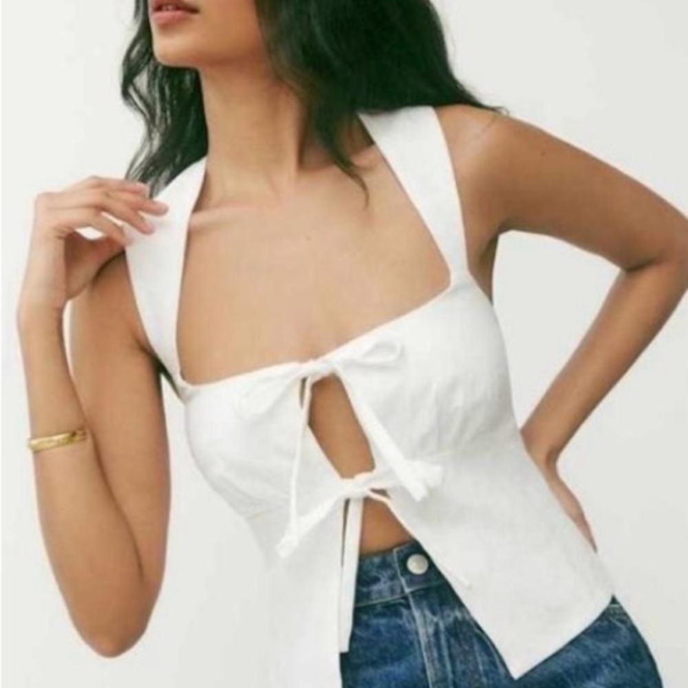 Reformation White linen top